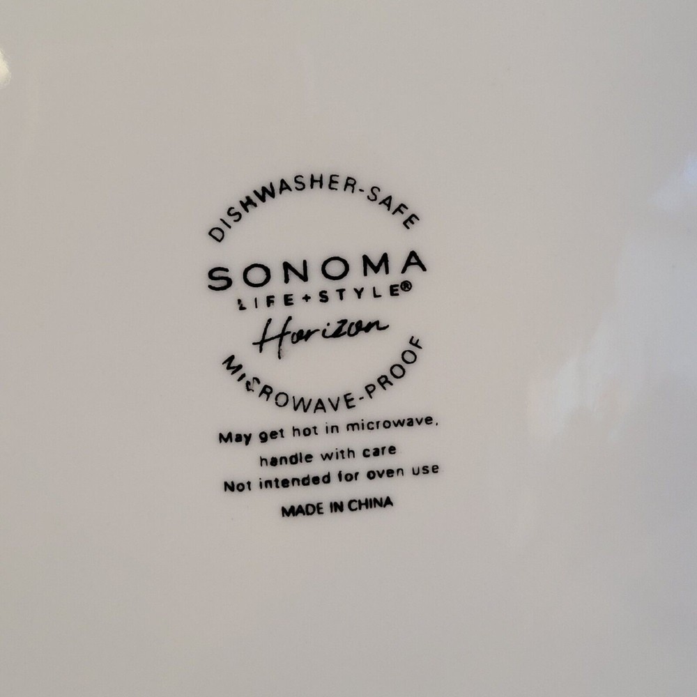 Sonoma Life+Style HORIZON WHITE Dinner Plate 10" Embossed Rings - Picture 5 of 5